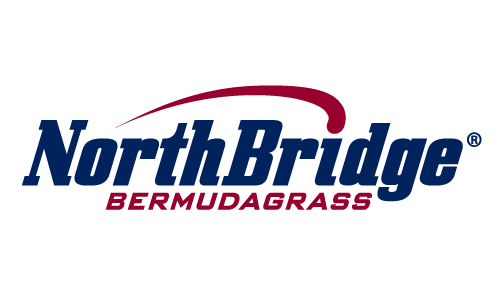 NorthBridge Bermudagrass logo with a red swoosh above blue and red text on a white background.